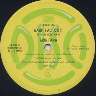 Montana / A Dance Fantasy c/w Warp Factor II label