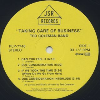 Ted Coleman Band / Taking Care Of Business label